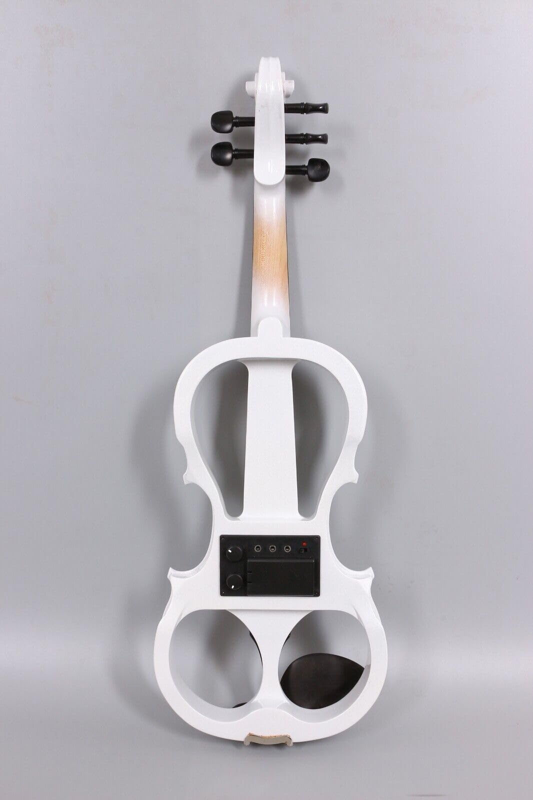 Violín eléctrico de tamaño Completo, Cuerpo de Madera Maciza, herrajes de ébano, silencioso, con Estuche, Arco y Cable, para Principiantes, Estudiantes y Adultos, Estilo EV5 (Azul) (Blanco,