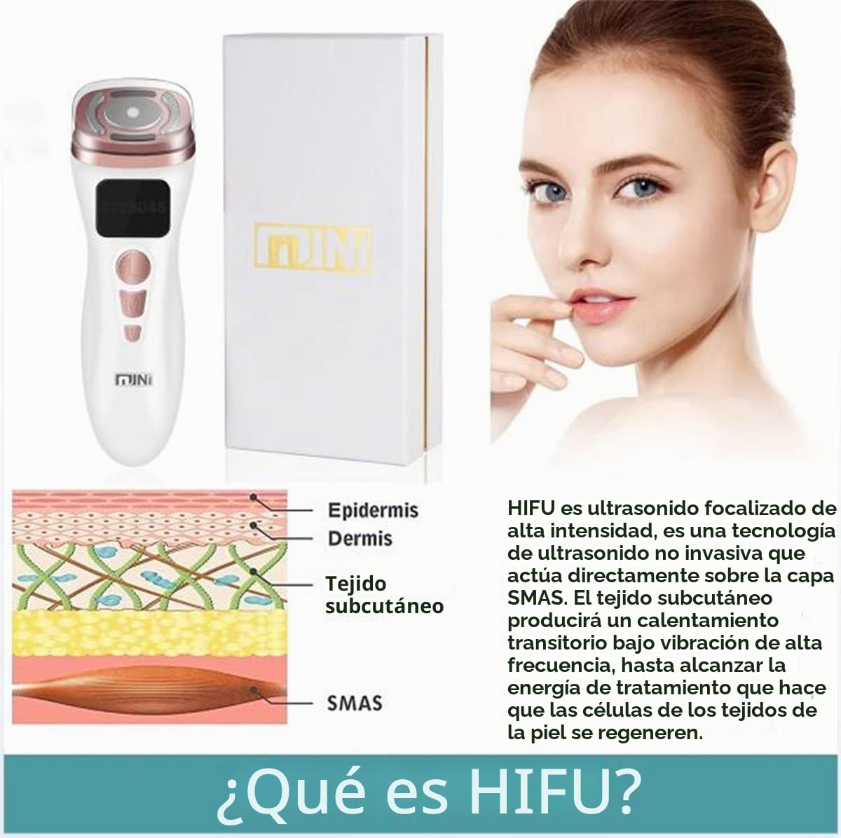 Mini HIFU Máquina Máquina de Belleza de Estiramiento Facial por Ultrasonido Microcorriente RF EMS Levanta el Rejuvenecimiento de la Piel Reafirmante Firme Dispositivo Antiarrugas