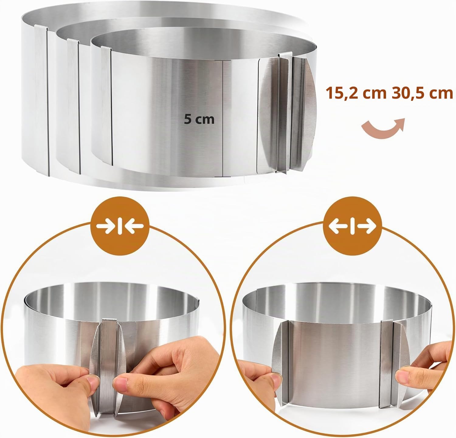 Cercle à Gâteau Réglable 6-12 Pouces, Acier Inoxydable Moule pour Cuisson
