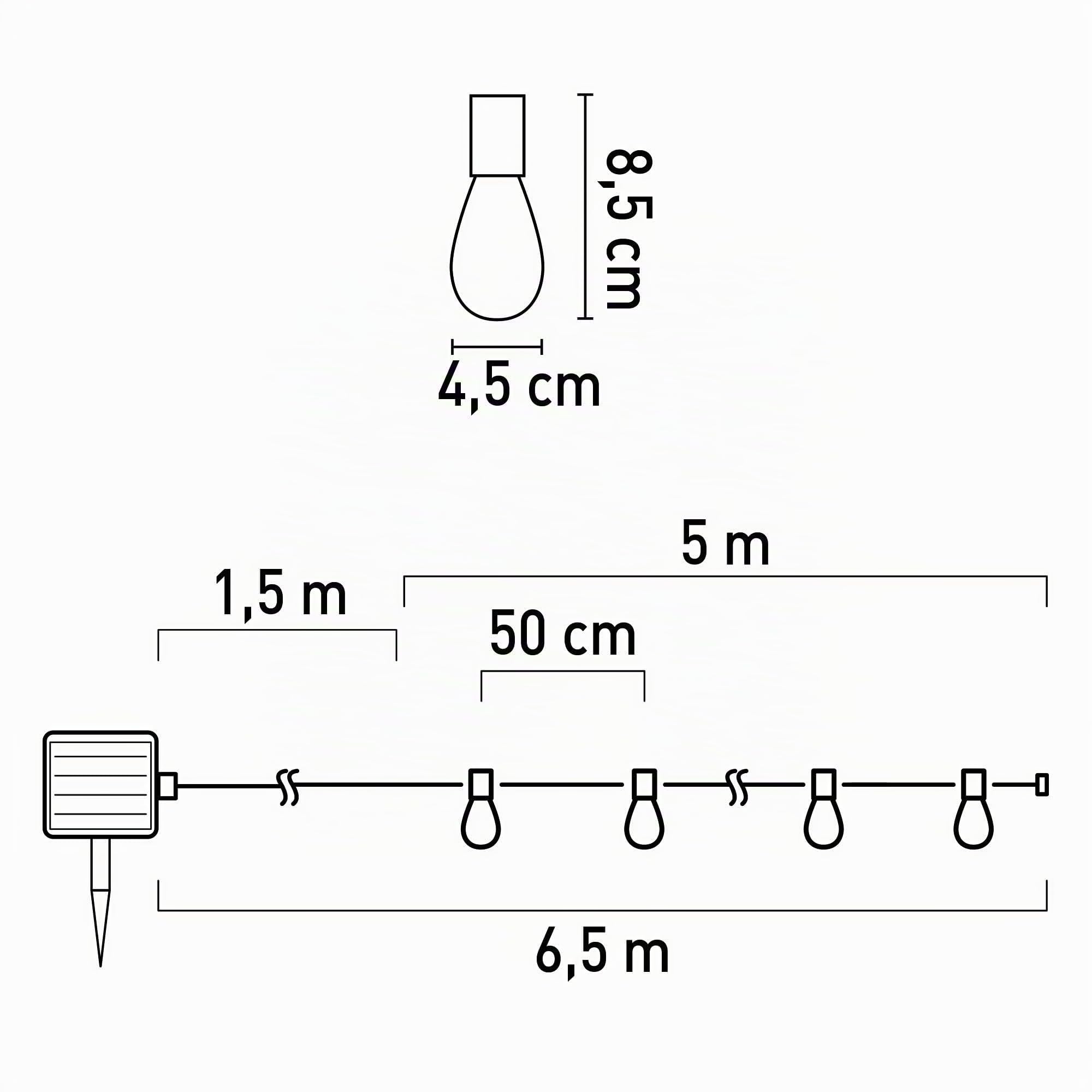 Suprema, Catena Luminosa Esterno Solare 5m, 10 Luci LED, 13 Effetti, Doppia Ricarica USB-C/Solare, Sensore Crepuscolare, IP44, Autonomia 8 Ore