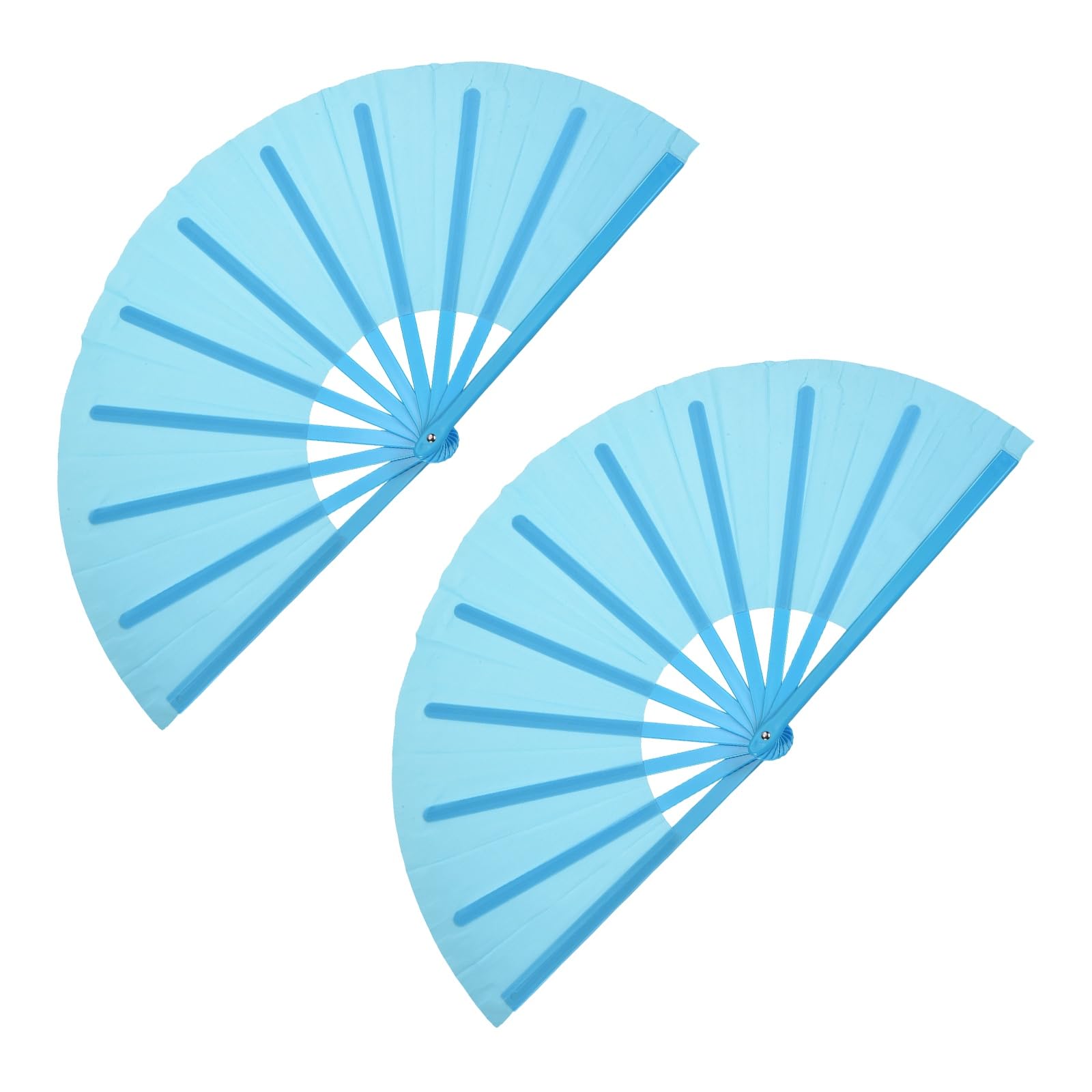 sourcing map 2Pcs Large Folding Hand Rave Fan, Decorative Handheld Folding Hand Clacking Fan for Line Dancing Festival Party Performance Decoration, Sky Blue