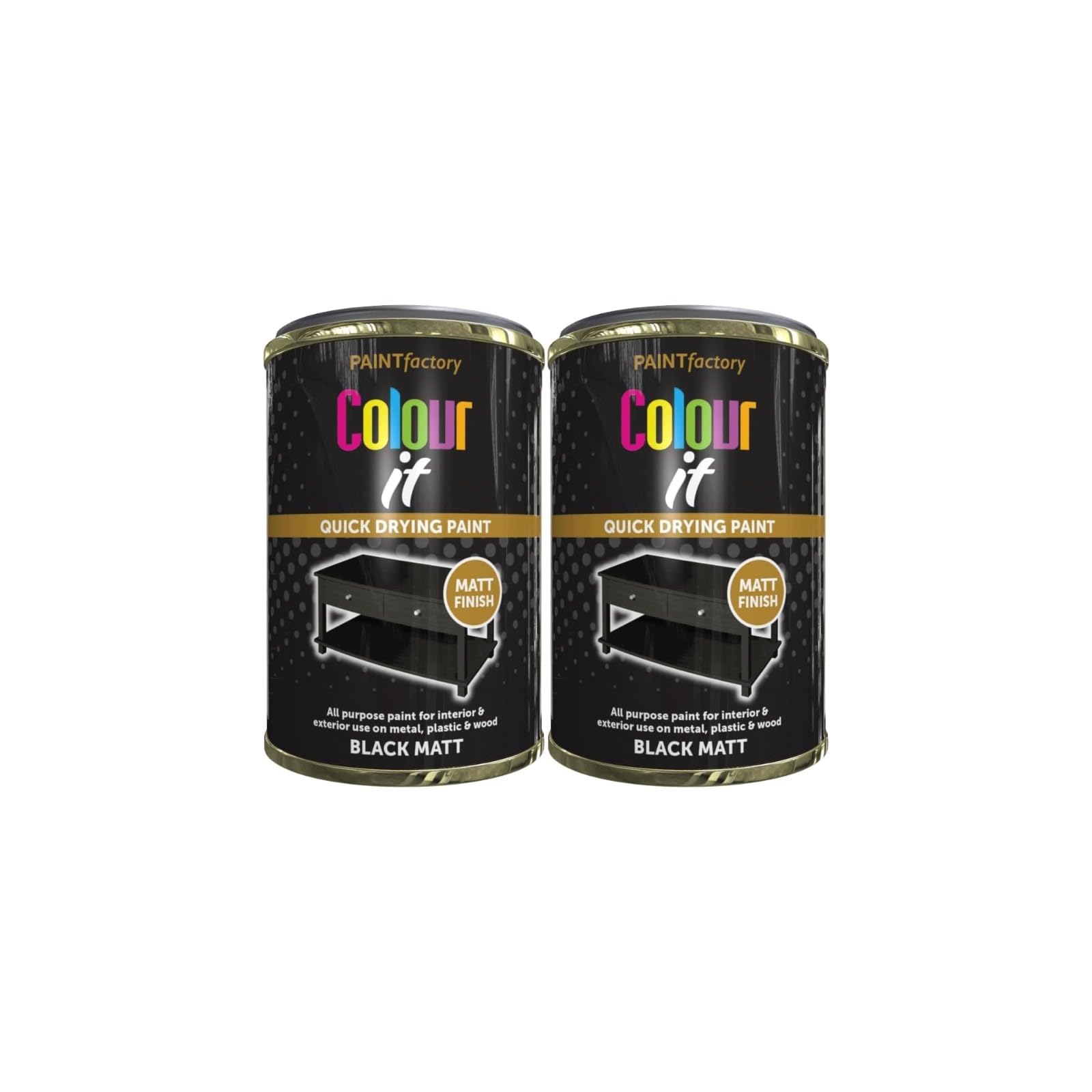 RIZZIIZ All-Purpose Black Matt Tin Paint, Quick-Drying, Non Cracking, Durable & Long-Lasting Protection, Suitable For Both Interior And Exterior Use, 300ml (2pcs)