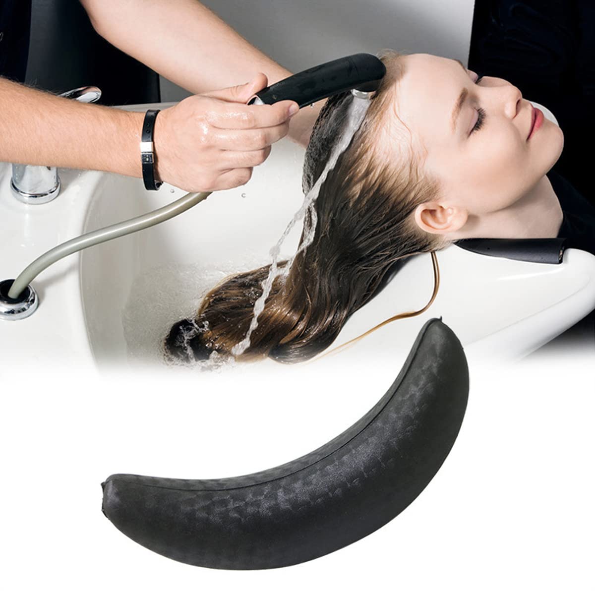 Collo Shampoo Cuscino, Shampoo Collo Rest Cushion 2 Pezzi Nero Shampoo e Cuscino Per Il Collo Hair Salon Bowl Collo Cuscino Capelli Lavello Strumento Bacino Sciampo Del Della Stazione Termale
