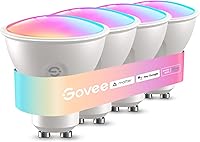 Govee GU10 Smart Bulbs 4-Pack: Matter RGBWW MR16 LED, Alexa/Google Voice Control, Music Sync, 400LM Dimmable Color Changing Lights