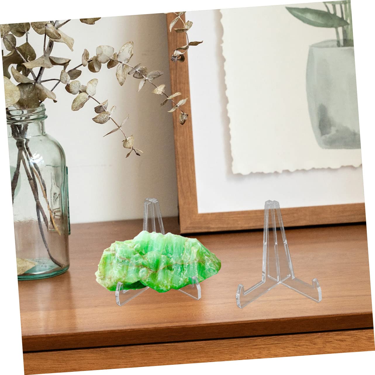 Levemolo 3pcs Jade Porcelain Plate Storage Rack Display Holder Acrylic Easel Stand Decorative Plate Organizer Photo Display Rack