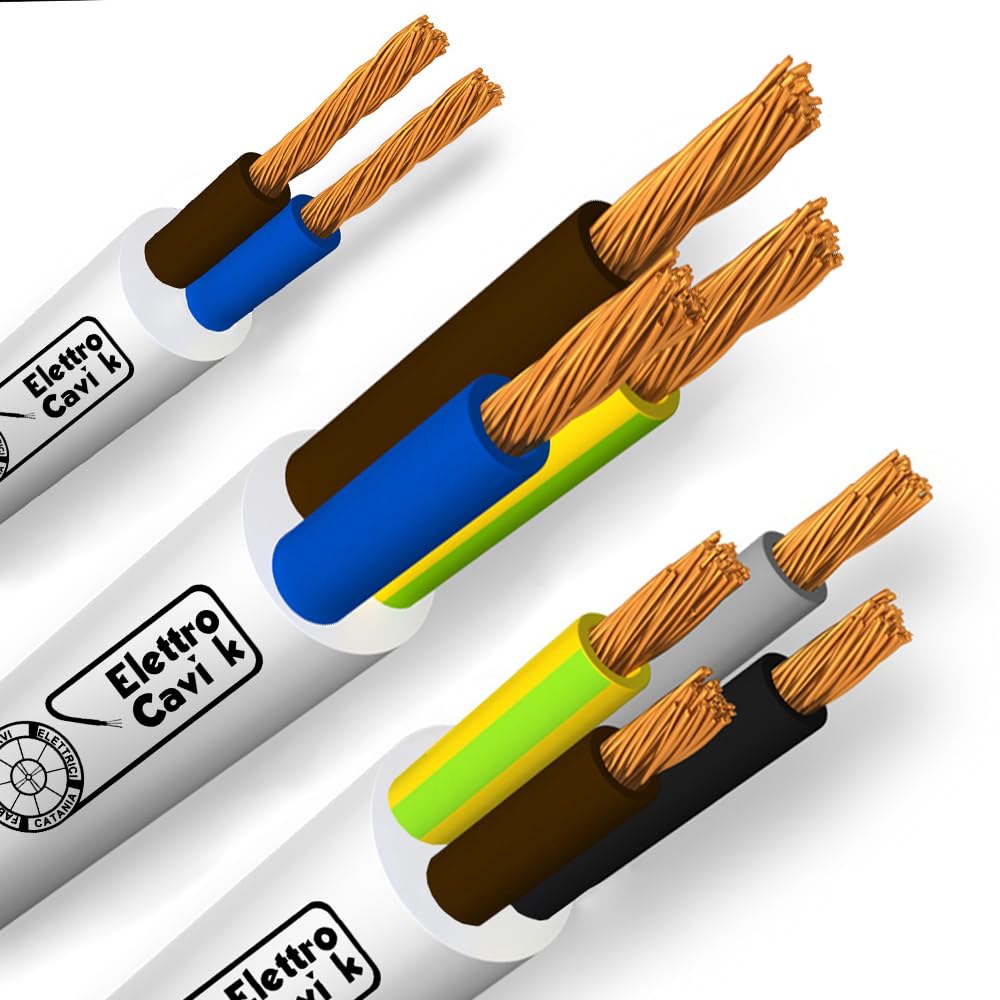 ELETTROCAVI K - CAVO ELETTRICO H05VV-F 3G2,5 mm² BIANCO TRIPOLARE 3 POLI SIMILGOMMA GOMMATO FLESSIBILE CPR ECA IMQ PROFESSIONALE MADE IN ITALY 50 METRI