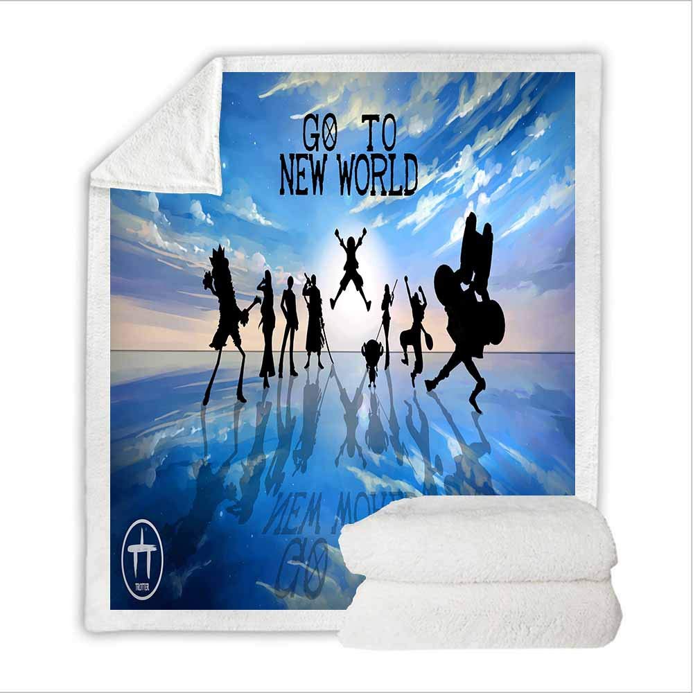 NICHIYO ONE Piece Bett Decken, Cartoon Anime Fleece Fleecedecken for Erwachsene Kinder, 100% Mikrofaser, for Bettcouch und Sofa (18,150cm × 200 cm)