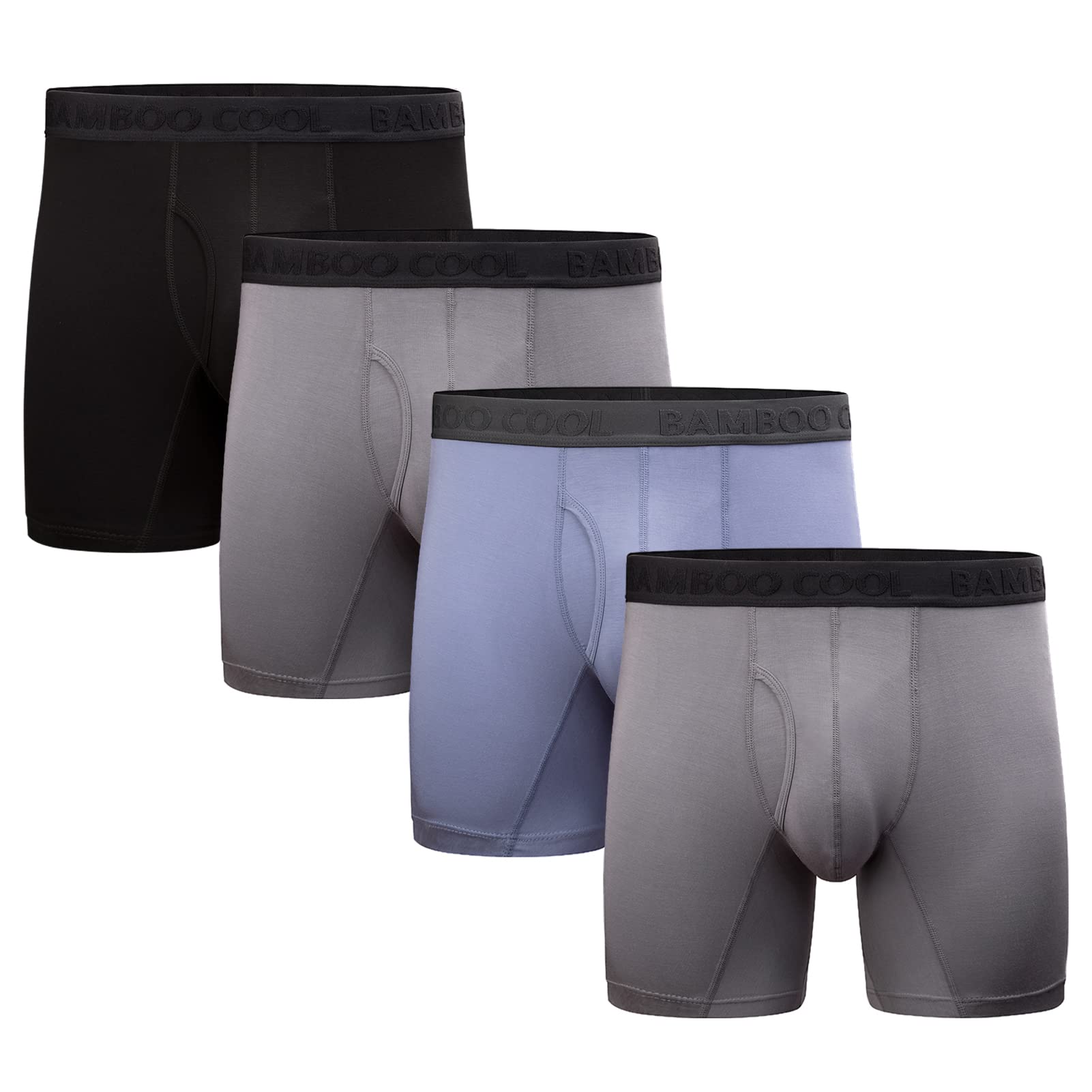 BAMBOO COOL Men’s Underwear Boxer Briefs Soft Comfortable Bamboo Viscose Underwear Boxer Briefs for Men (4-Pack)