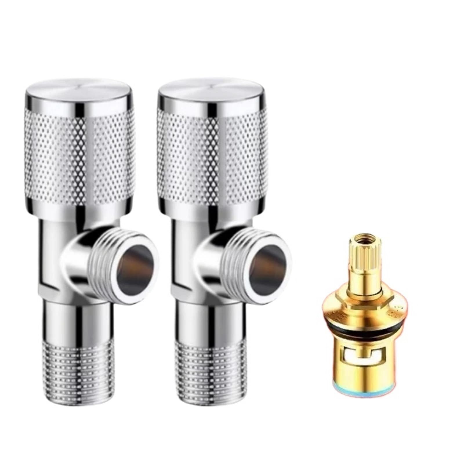 Valvola ad angolo in ottone grigio ingresso bagno uscita G1/2 lavabo deviatore cucina rubinetti di arresto dell'acqua (valvola argento 2)