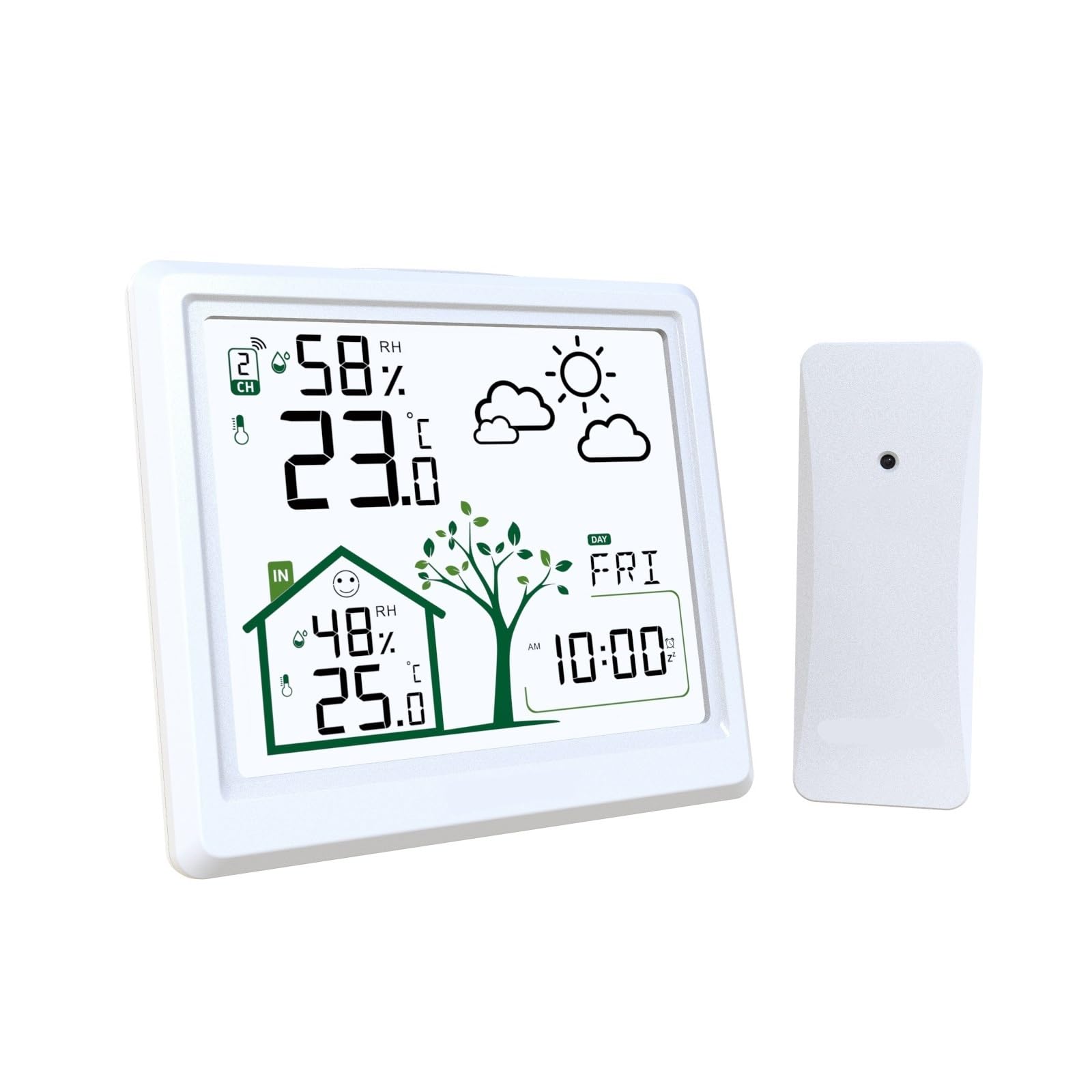 Estación meteorológica, Estación meteorológica digital de 4,9", monitor inalámbrico temperatura y humedad con puntas(Nero)