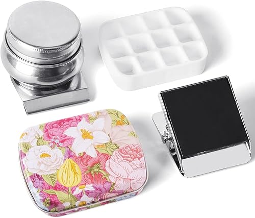 Caja de estuche de pintura de acuarela portátil de mini lata de 12 celdas vacía es un pequeño kit de viaje de almacenamiento con clip magnético y