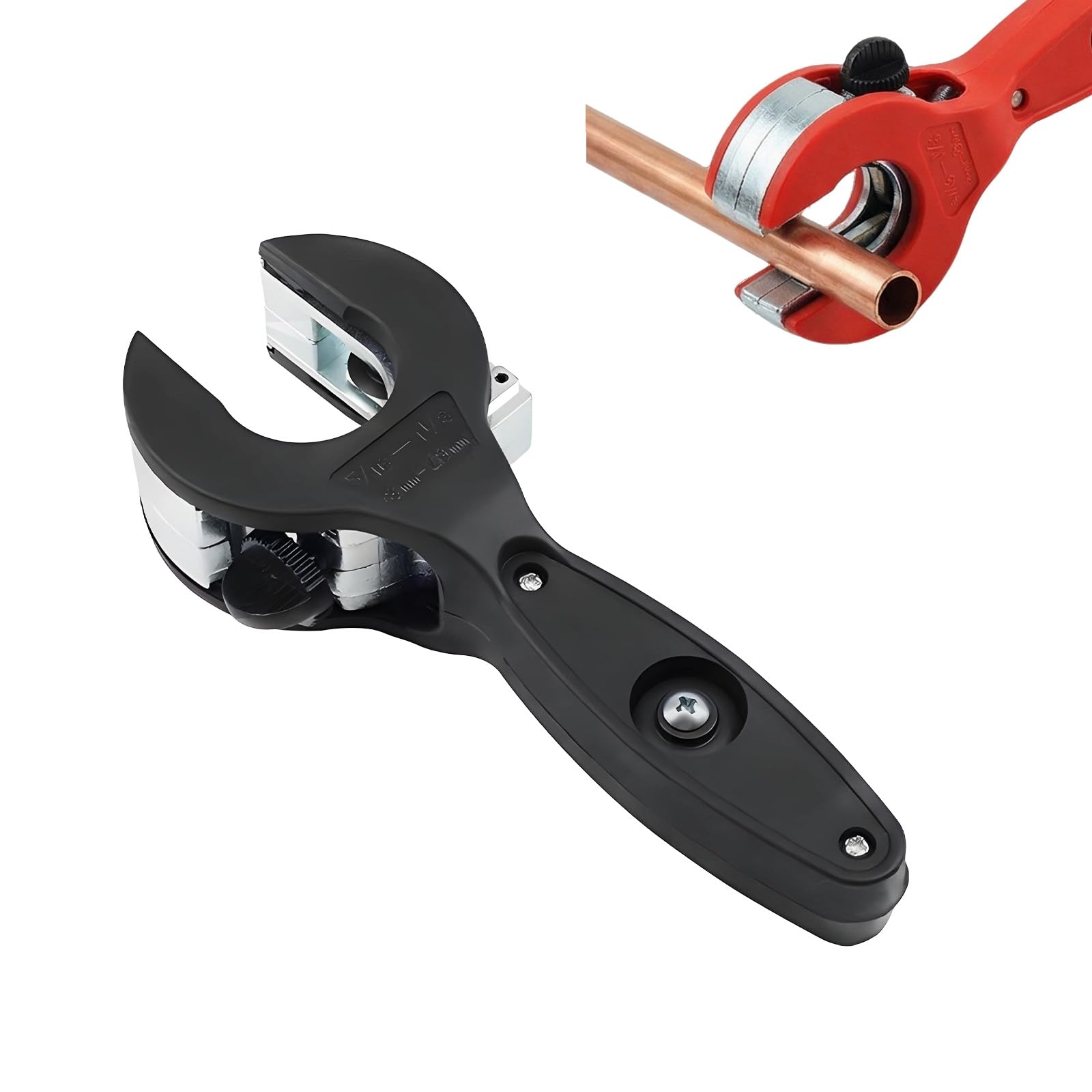 Ratchet Tube Pipe Cutter, Ratcheting Pipe Cutter for 8-29mm Cutting Range, Easily Maneuverable Ratchet Tube Cutte, mini Cutter for PVC, Aluminum, Copper (Black)