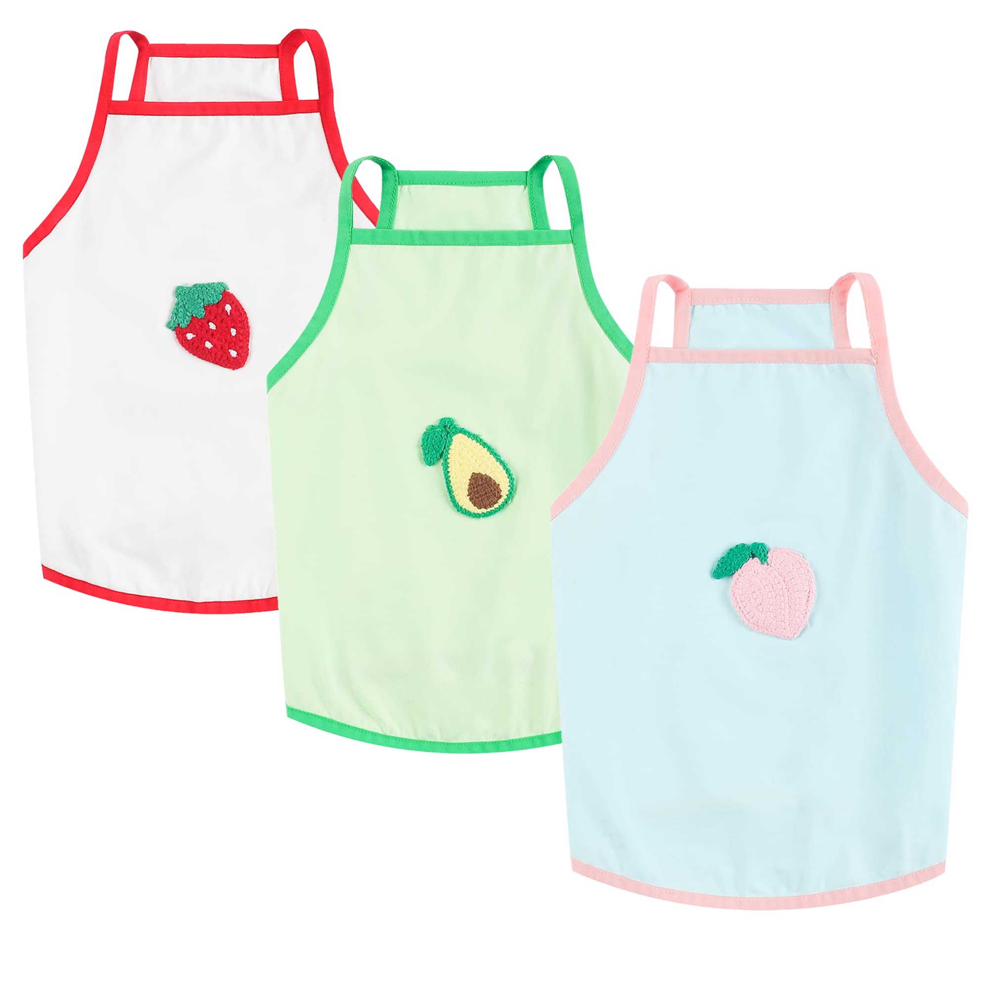 3 Pieces Cute Dog Sling Puppy Skirts Cat Pet Summer Apparel Clothes for Small Medium Dogs Girl Costume Doggie Birthday Travel Picnic Gown (White-Green-Blue, M)