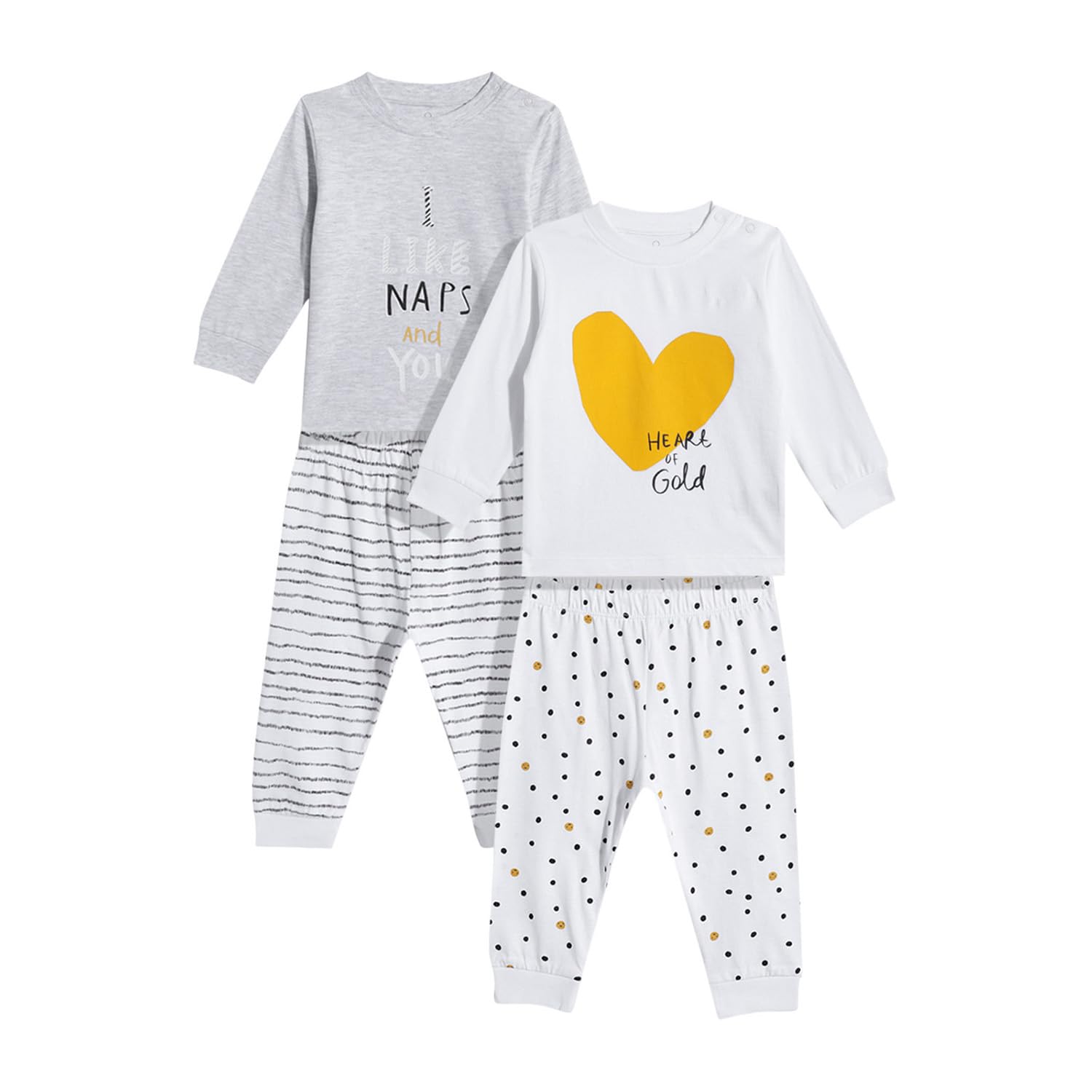 Mothercare Baby Pyjama Set 4-Piece Full Sleeve Cotton Blend White Grey