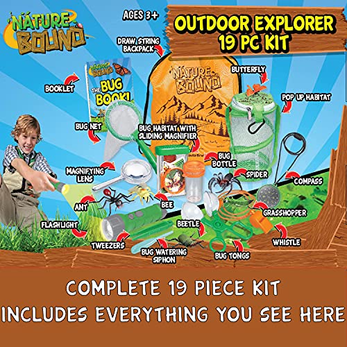 Nature Bound 19 PC Outdoor Explorer Kit & Bug Catcher Set with Flashlight, Compass, Magnifying Glass, Butterfly Net, and More - Image 5