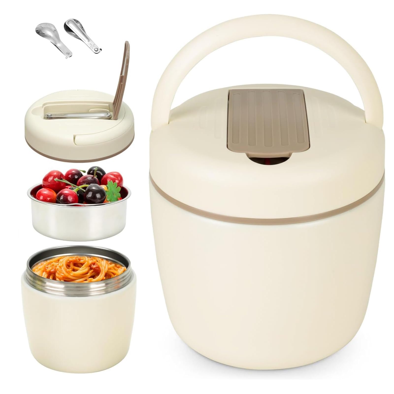 OTraki Thermos per Alimenti Caldi, Contenitore Termico per Alimenti Caldi, Lunch Box Termico con Cucchiaio Pieghevole, Porta Pranzo Termico per Bambini e Adulti, Ideale per Zuppe e Porridge