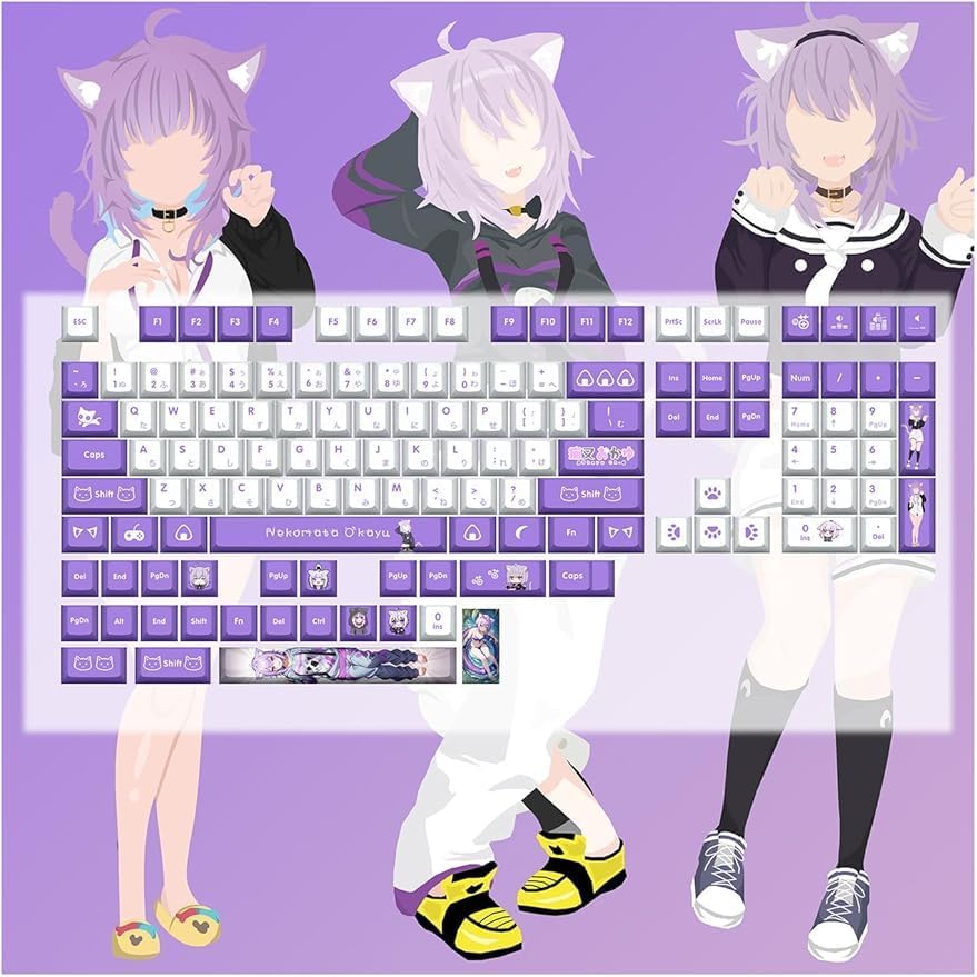 Amazon.co.jp: 日本語配列 キーキャップ 猫又おかゆ 132キーセット PBT 