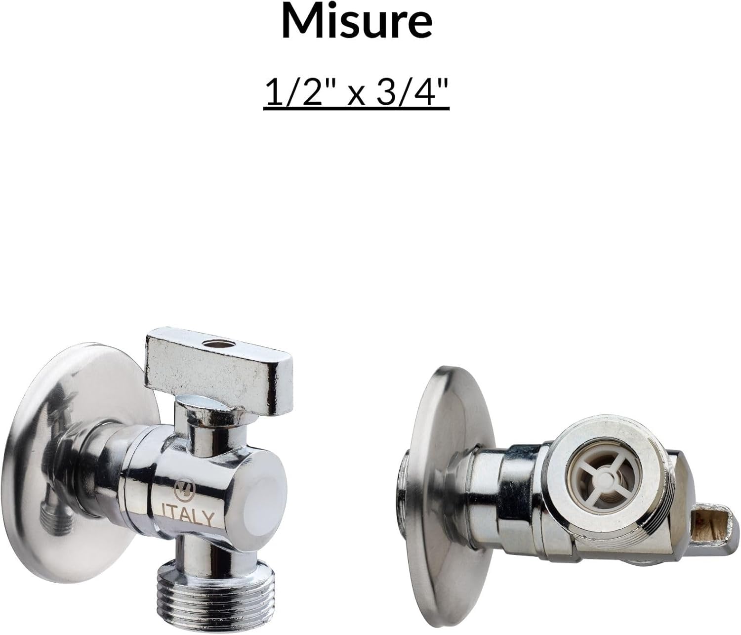 Rubinetto sotto lavabo per lavatrice 1/2" x 3/4"| Rubinetto a squadra | Valvola di ritegno incorporata |Maniglia in metallo | Sotto lavabo lavatrice, rubinetto, lavello - 3