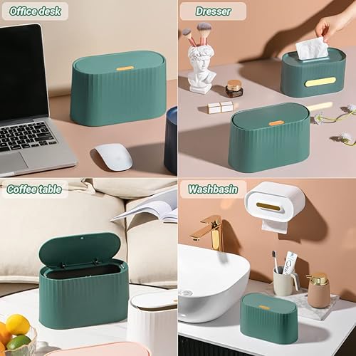 Miniatura 5 de Mini basurero de escritorio con tapa,Pequeño cubo de basura tipo prensa,Pequeño cubo de basura lindo para encimera de baño