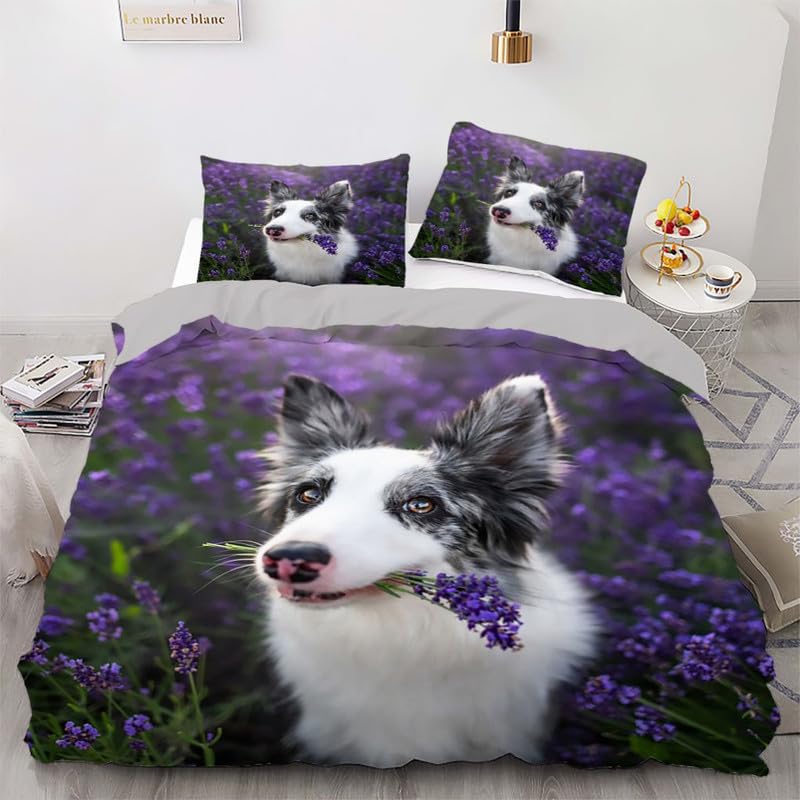 Housse de couette 140x200 en microfibre 110g parure de lit berger pourpre avec taies
