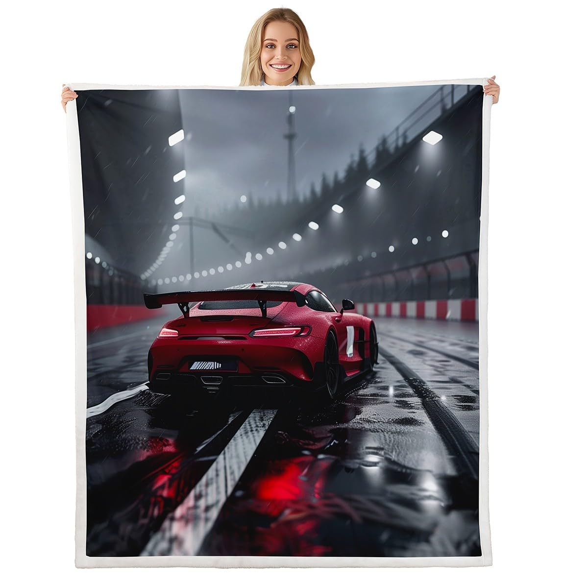 Homemissing Rennwagen Decke 150x200cm-Speed Sportwagen Wohndecke Set Ultra Soft Extreme Sports Kuscheldecke für Kinder Jungen Mädchen Cool Modern Flanell Fleecedecke Zimmer Dekor Auto Theme
