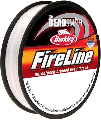 The Beadsmith Fireline by Berkley – Micro-Fused Braided Thread – 6lb. Test, 006”/.15mm Diameter, 50 Yard Spool, Crystal Color – Super Strong Stringing Material for Jewelry Making and Bead Weaving
