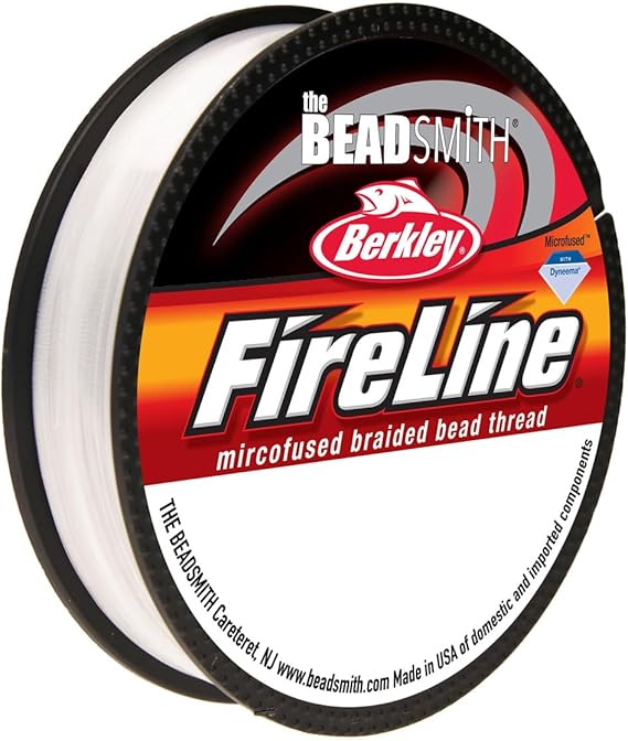 The Beadsmith Fireline by Berkley – Micro-Fused Braided Thread – 6lb. Test, 006”/.15mm Diameter, 50 Yard Spool, Crystal Color – Super Strong Stringing Material for Jewelry Making and Bead Weaving