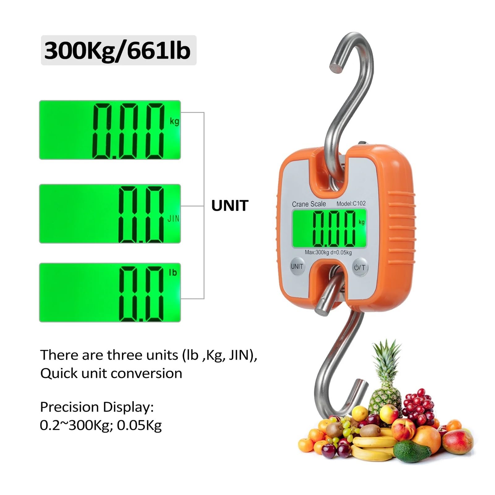 Amazon | 吊りはかり、 デジタルクレーンスケール 300kg 吊り