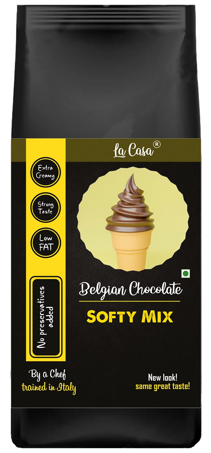 La Casa Soft Serve or Softy Premix - Belgian Chocolate | Extra Creamy & Strong Flavor | Simply add Milk to prepare Soft Serves | 250g |