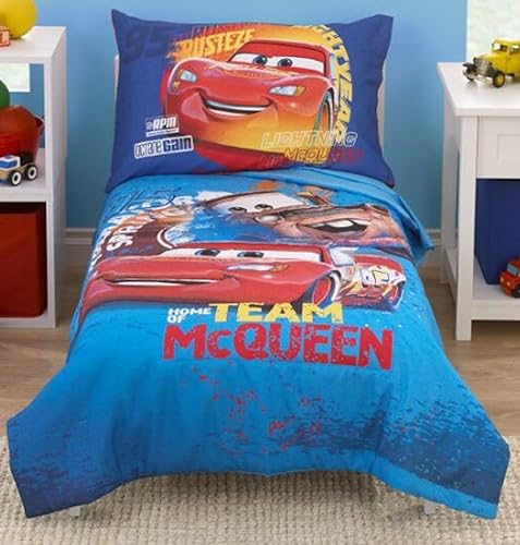 Disney Cars - Juego de ropa de cama infantil de 4 piezas