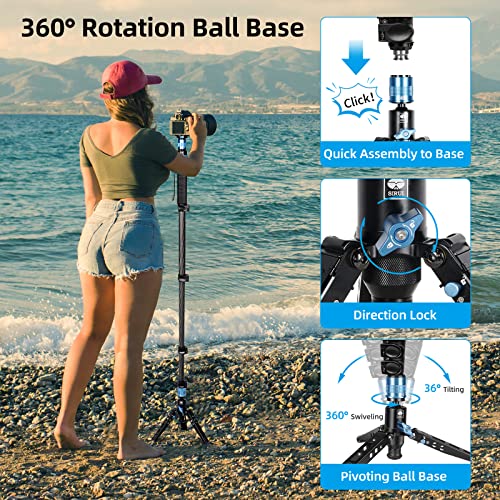 SIRUI P-325FS Monopod with Feet, 55" Carbon Fiber Professional Lightweight Travel Monopod for Cameras, Max Load 22lbs, 360° Panorama, 5-Section, Quick Release Plate - Image 4