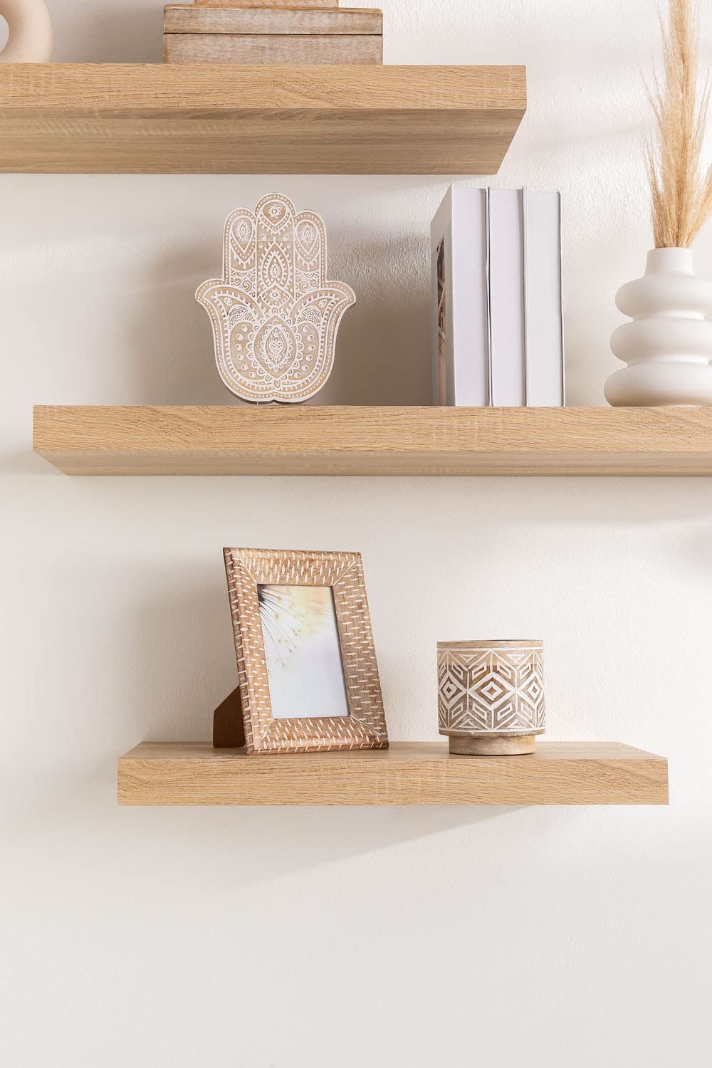 Eikenhouten wandplank in Japandi stijl – Perfect voor jouw Interieur