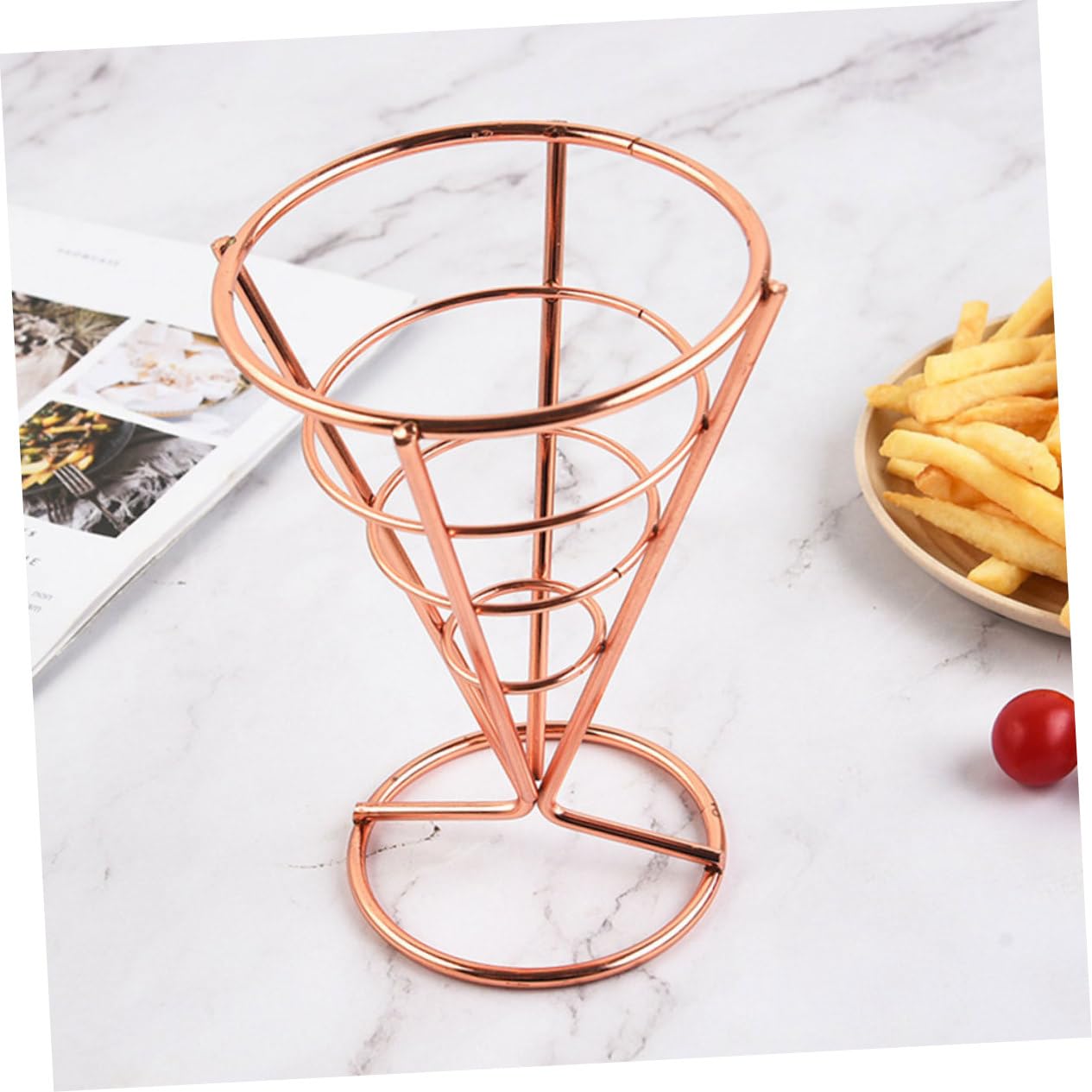 PRETYZOOM 3 Set Cono Porta Snack Casseruola con Coperchio Porta Patatine Fritte Porta Patatine Fritte Tazze Porta Antipasti Porta Salse in Acciaio Inox Dorato 3 Pezzi * 3