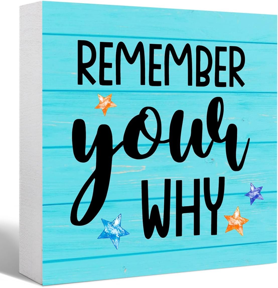 Inspirational Wooden Box Sign 7x7 Inch Remember Your Why Decor