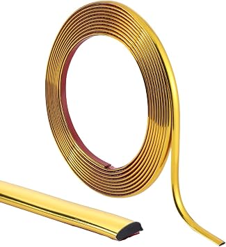 CRASPIRE 16.54Ft x 0.35in Molding Trim Peel and Stick Gold Flexible Self Adhesive Waterproof Wall Mirror Corner Round Edge Tile Trim Ceiling Countertop for Floor Furniture Baseboard Border Door