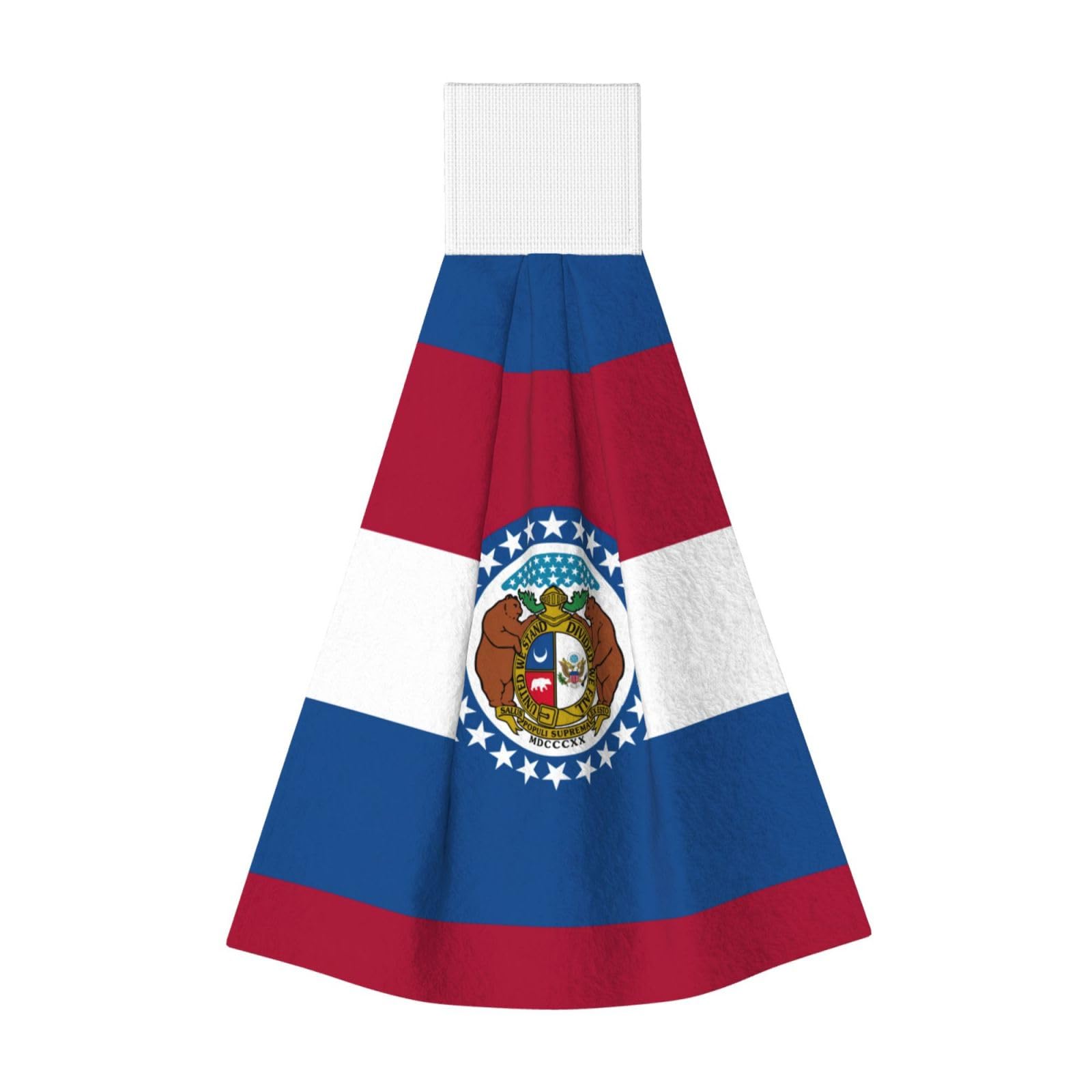 DUWAA Missouri State Flag Print Hanging Hand Towel Quick Dry Bathroom Towel Soft Kitchen Towel