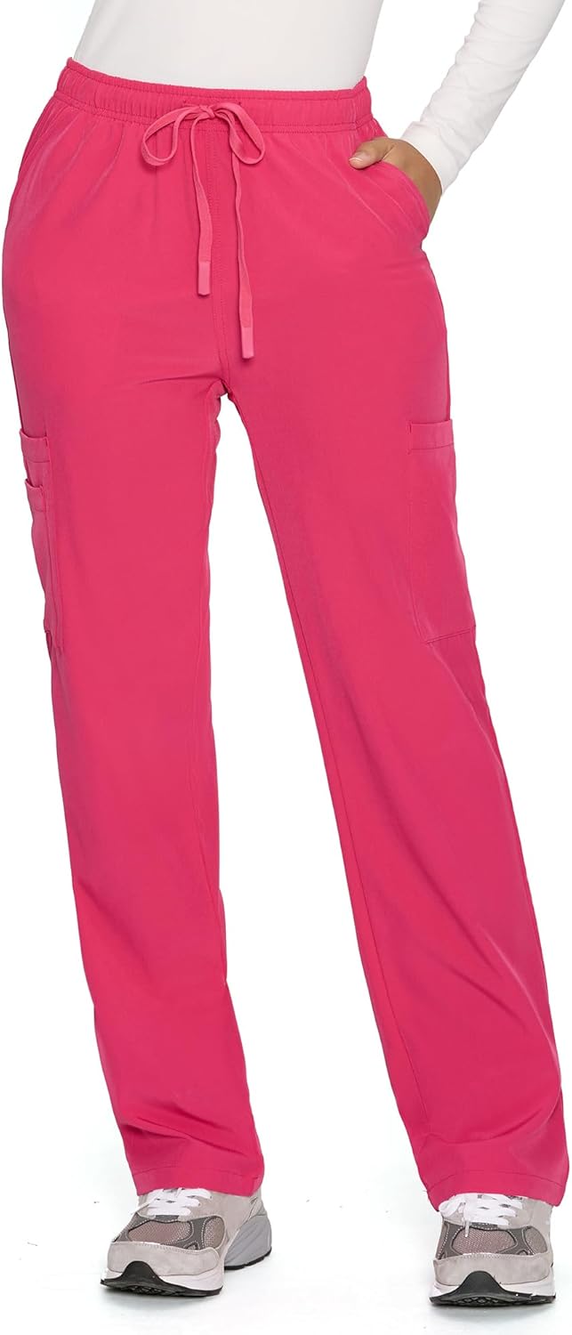 COZYFIT Straight Leg Scrub Pants for Women, Drawstring Soft Stretch, Anti-Wrinkle Women's Scrub Pants with 6 Pockets