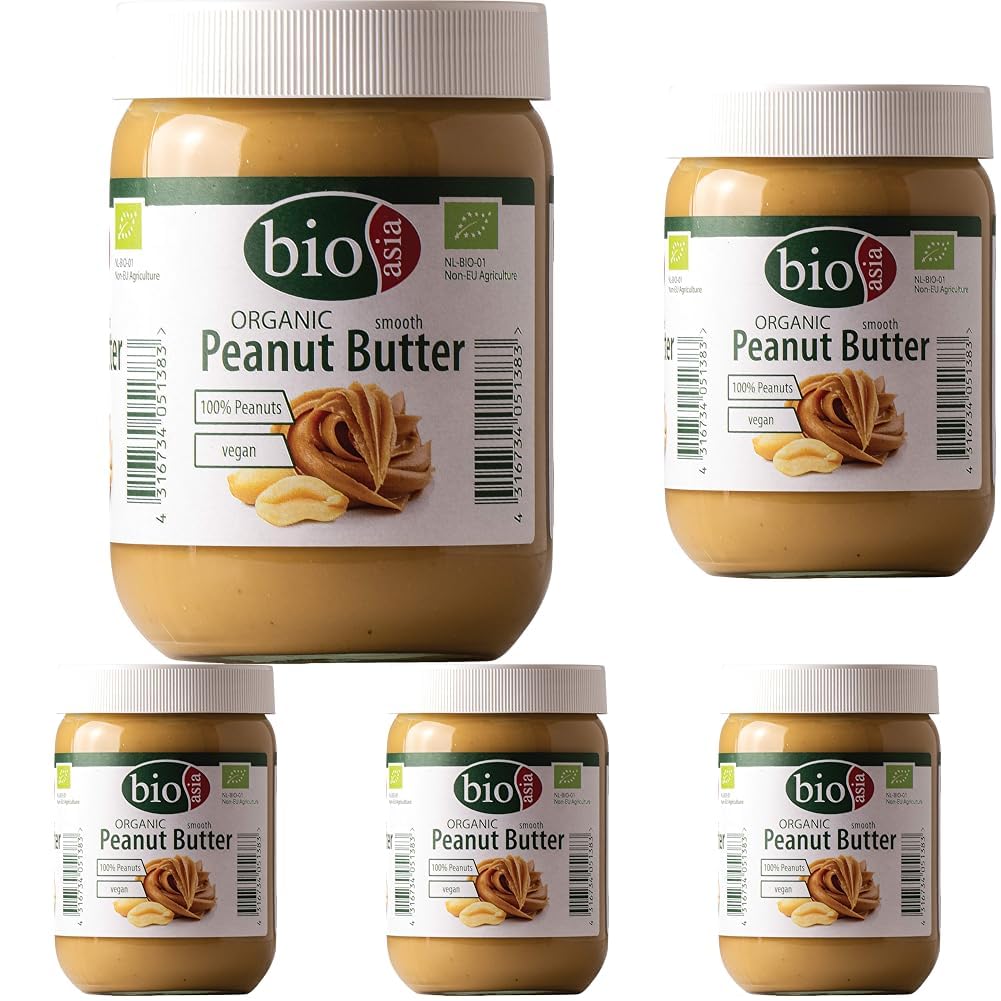 BIOASIA Crema de cacahuete ecológica – Peanut Butter – hecha con 100 % cacahuetes tostados, cremosa, sin aditivos, en tarro de cristal, vegana y sin gluten, 500 g - 5