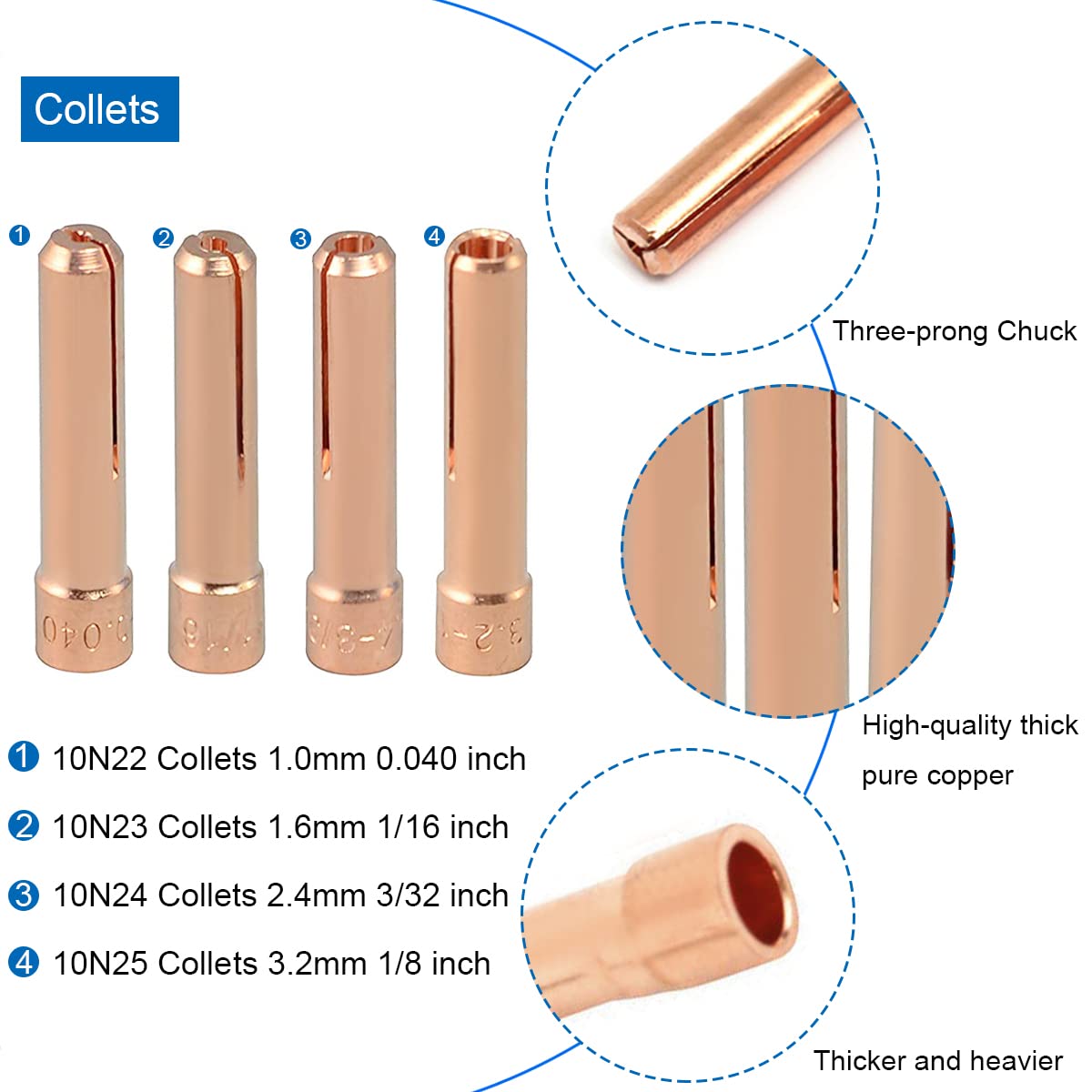 Kit Consumabili Per Torcia Saldatura TIG - Corpo Pinza E Collet Per WP-17/18/26 (12 Pezzi)