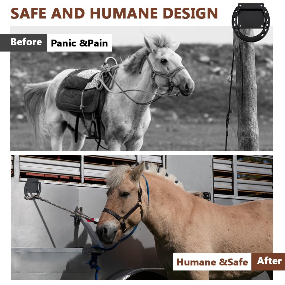 8 anneau D'Attache pour Chevaux Anneaux D'Attache Robustes en Métal avec Vis (64 pièce) Équipement D'Entraînement pour Chevaux de Trait Accessoires pour Écurie Noir