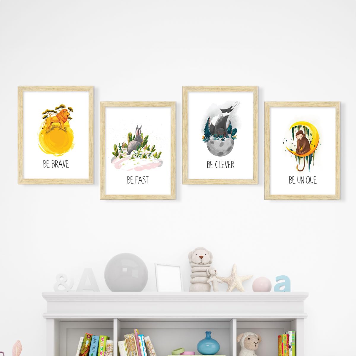 Cute Animal Wall Art - Set of 4 Kids Paintings -10 Cute Animal Wall Art - Set of 4 Kids Paintings -10