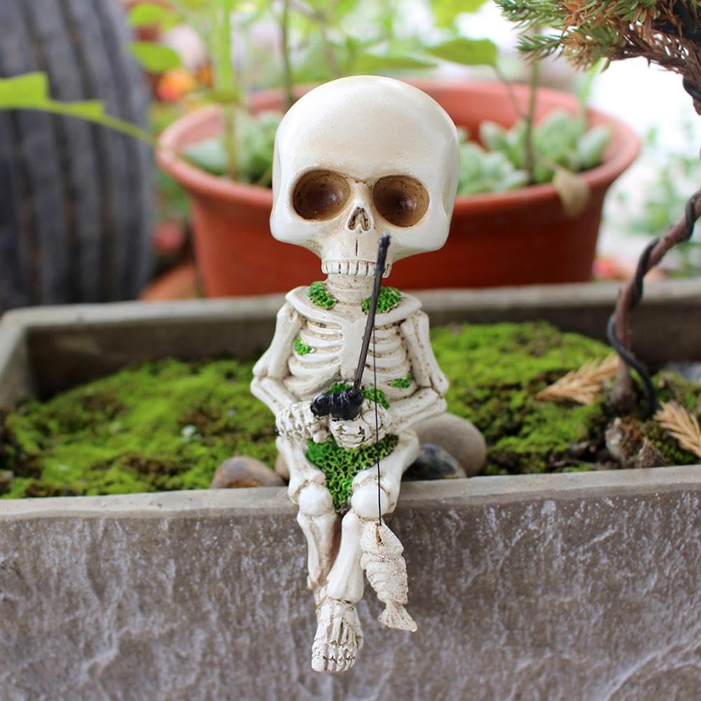 Figurines Squelette Gothiques En Résine | Lot De 4 | Décoration Halloween & Style Dark | 15x6x6cm