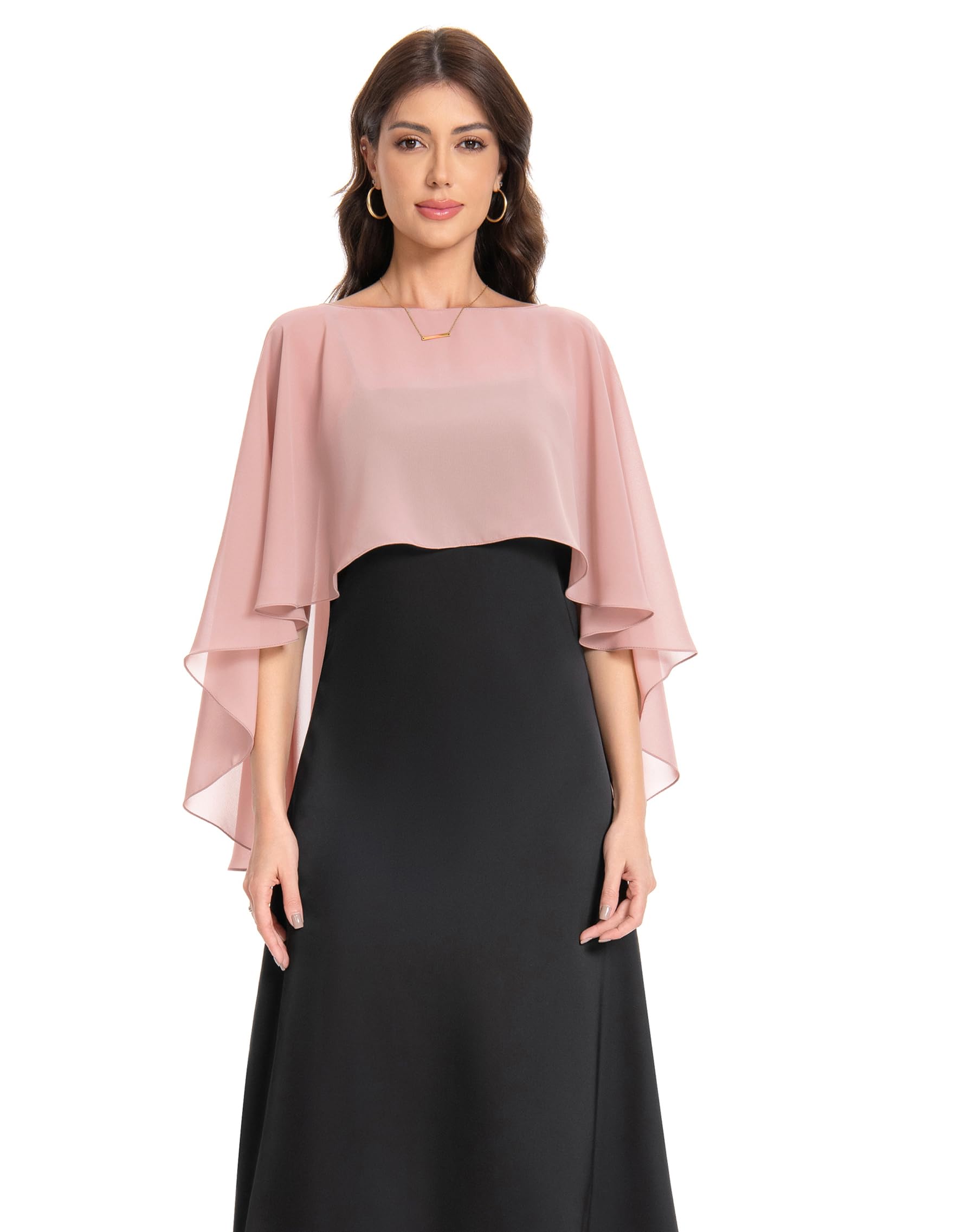 Baoqiya Wedding Capes Womens Soft Chiffon Shrug Bridal Long Shawl and Wraps (Color83)