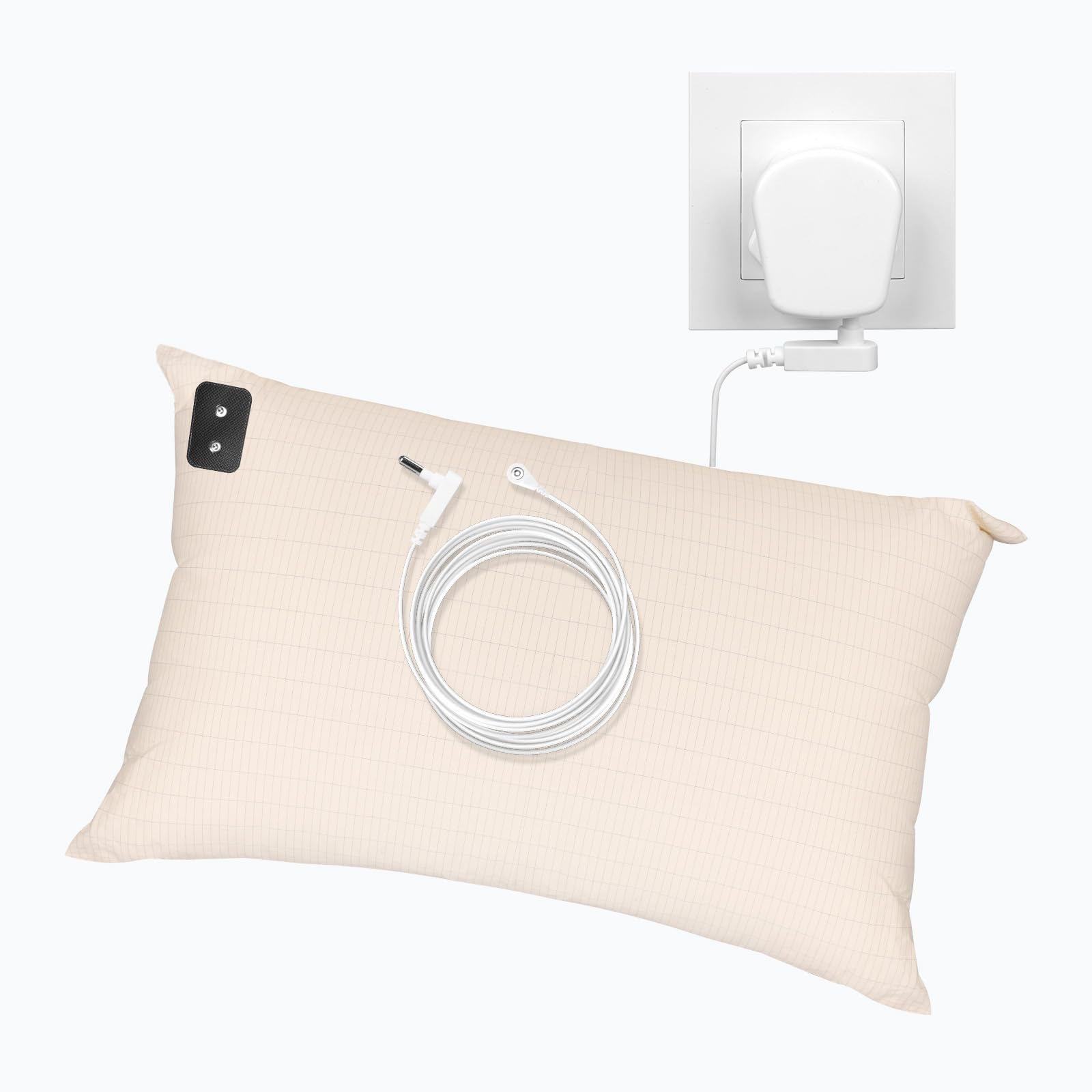 Funda De Almohada De Conexión A Tierra (Earthing) 50x75 Cm - Con Cable De Tierra UE, Mejora El Sueño Y Reduce El Estrés
