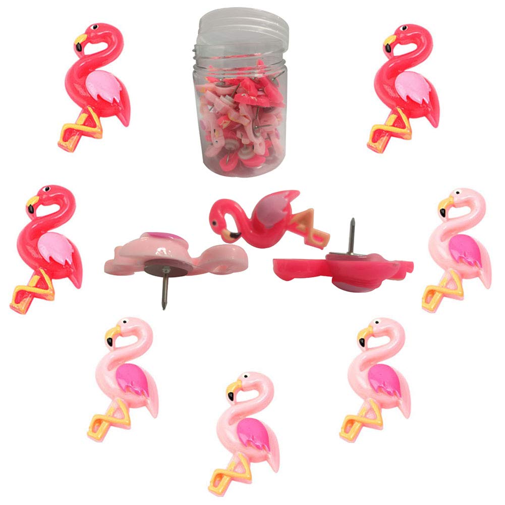 30 Pcs Flamingo Push Pins, Resin Flamingo Thumb Tacks, Cute Animal Pushpins for Bulletin Board, Office, Classroom and DIY Craft Decorations