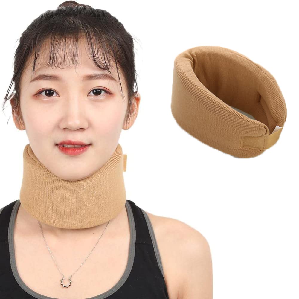 MAKINGTECNeck Collar, Sponge Collar Adjustable Collar Soft Neck Support Relieves Spinal Pain and Pressure - Wraps Aligns Stabilizing Vertebrae for Use During Sleep (Khaki)