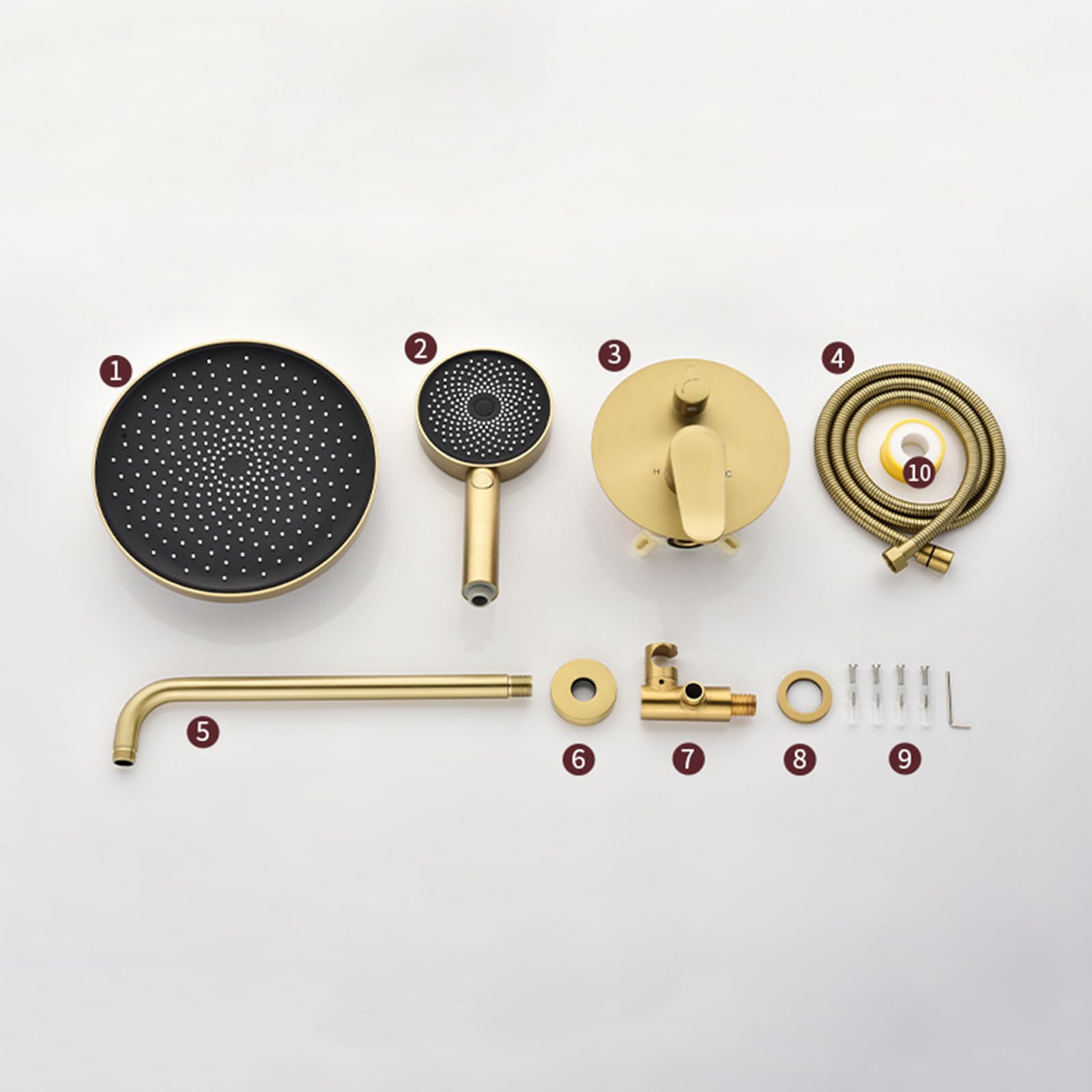 XJTNLB Set Doccia Incasso Spazzolato 9 Pollici Kit Doccia Incasso Completo di Doccino in ABS Miscelatore Monocomando