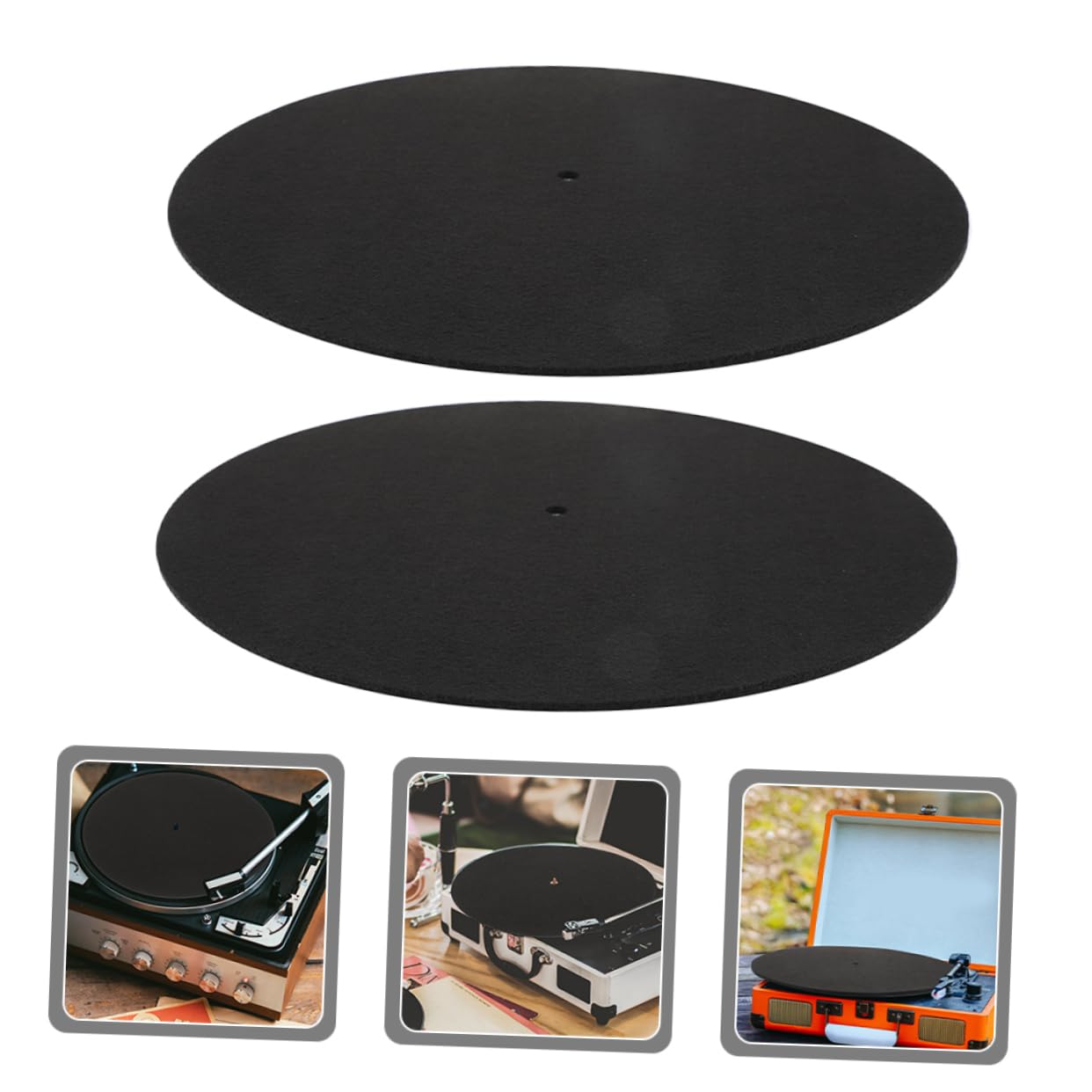 Toyvian 2Pcs Vinyl Record Player Mat Durable Felt Turntable Pads for Phonograph Accessories Absorption and Vibration Reduction