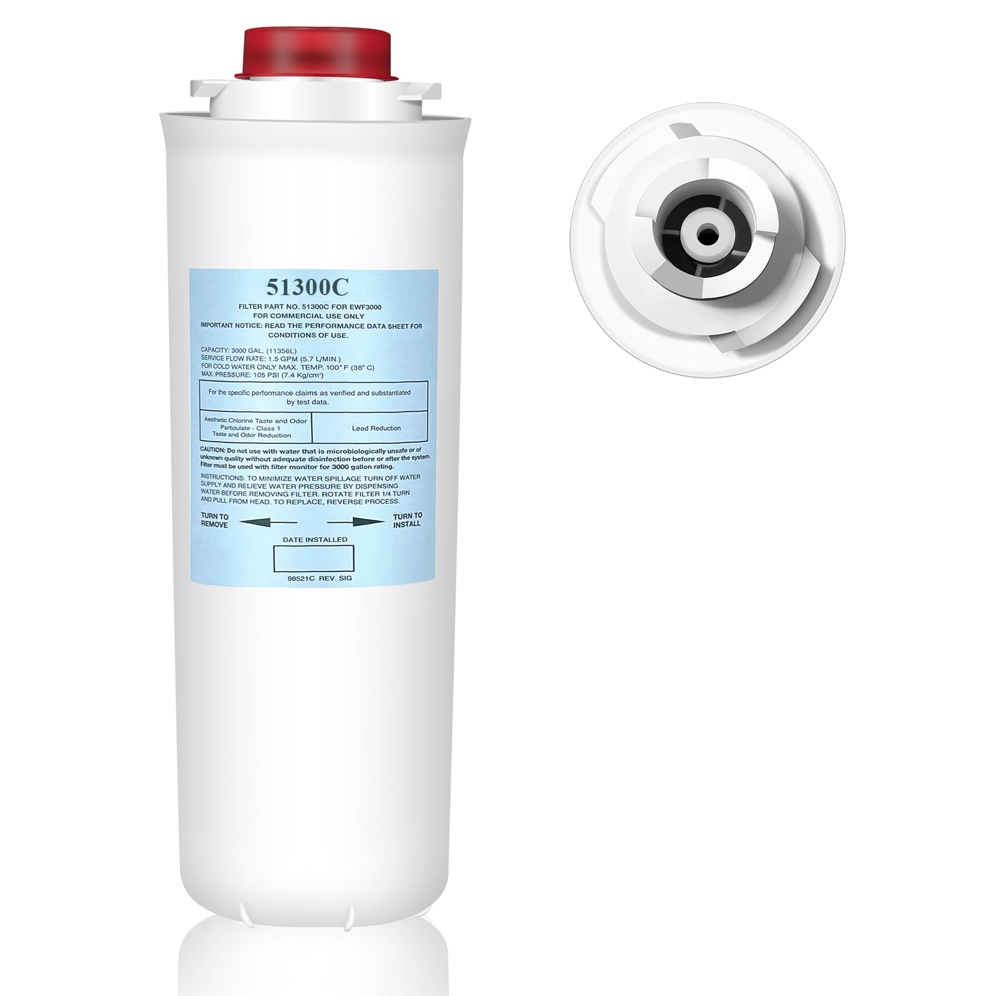51300C Filters, Replacement for Elkay 51300C EWF3000 Filter By NSF/ANSI 42 Certified,Compatible with Ezh2o Filter Replacement Bottle Stations, 51300C 3000 Gallon (No Chip)