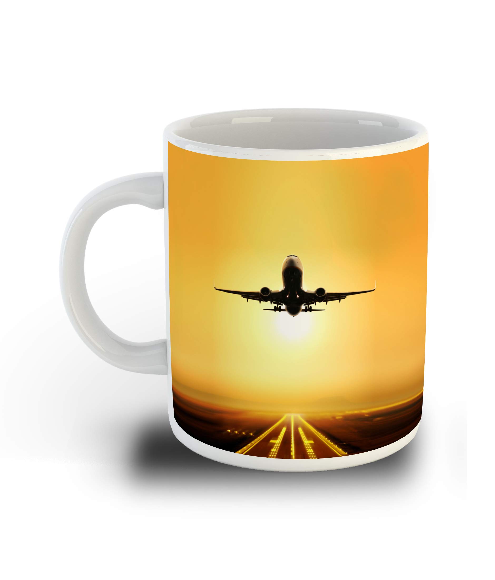 WHATS YOUR KICK Sunrise Aeroplane take Off on White Ceramic Coffee Mug